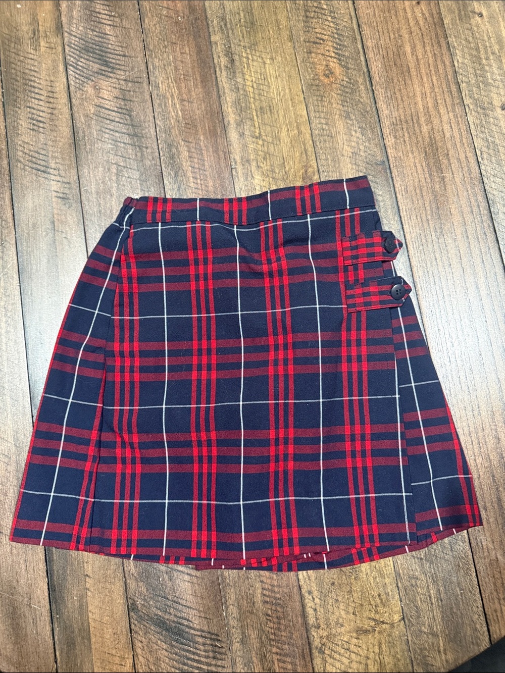 Dennis Uniform Girls Navy Red Plaid Pleated School Uniform Skort Size 6